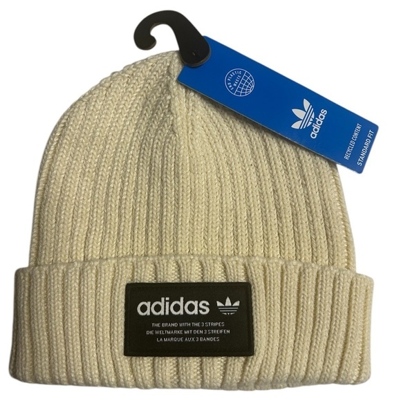 adidas Accessories - Adidas Cream Ribbed Beanie